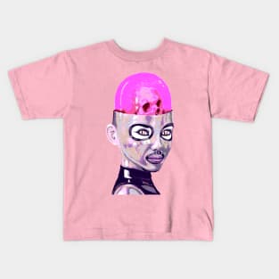 skull unicorn princess of darkness cyborg. psychedelic painting LSD overlord Kids T-Shirt